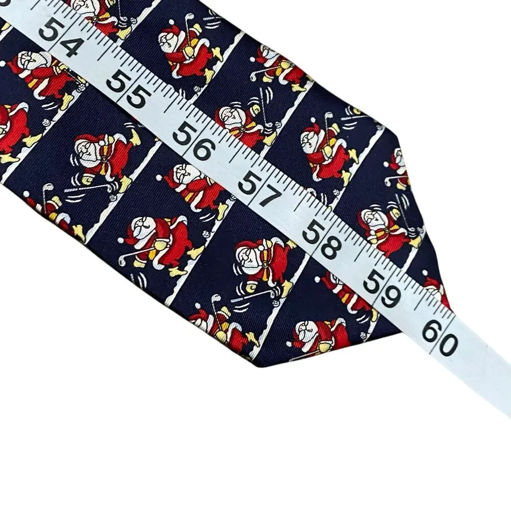 Vintage The Windsor Collection Necktie- 100% Silk- Santa Playing Golf Christmas